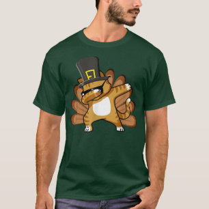 Dabbing Cool Cat Kitty Owner Turkey Dance Funny Th T-Shirt