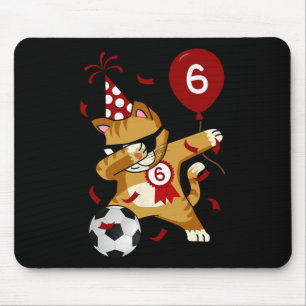 Dabbing Cool Cat Soccer Football 5th Birthday Mouse Pad