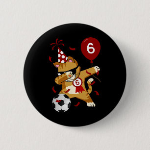 Dabbing Cool Cat Soccer Footll 5th Birthday 6 Cm Round Badge