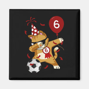Dabbing Cool Cat Soccer Footll 5th Birthday Magnet