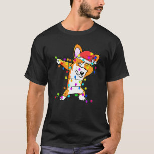 Dabbing Corgi Christmas Fairy Lights Dog Xmas Cost T-Shirt