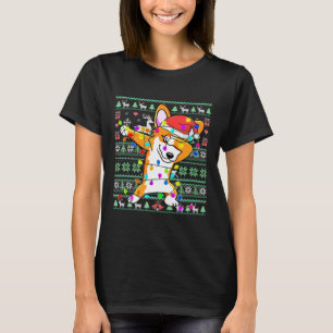 Dabbing Corgi Fairy Lights Ugly Christmas Sweater