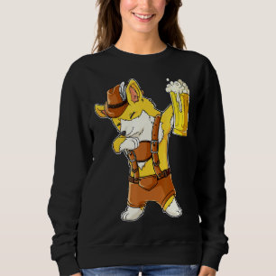 Dabbing Corgi Oktoberfest Lederhosen Men Prost Bee Sweatshirt