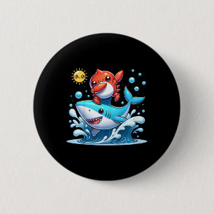 Dabbing Crab Surfing Shark Riding Ocean Wave Sun C 6 Cm Round Badge