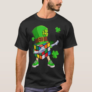 Dabbing Cube Speed Cubing Math Puzzle St Patrick D T-Shirt