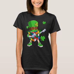 Dabbing Cube Speed Cubing Math Puzzle St Patrick D T-Shirt