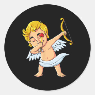 Dabbing Cupid Valentines Day Fun Boys Girls Kids Classic Round Sticker
