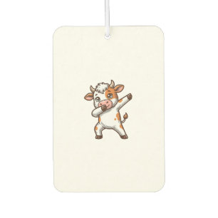 Dabbing Cute Cow Vintage Engraving T-Shirt Design_ Car Air Freshener