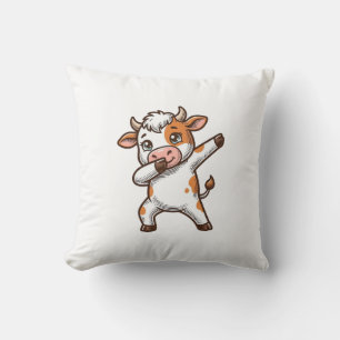 Dabbing Cute Cow Vintage Engraving T-Shirt Design_ Cushion