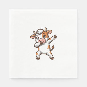 Dabbing Cute Cow Vintage Engraving T-Shirt Design_ Napkin