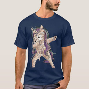 Dabbing Cute Mummy Unicorn Purple Hair Halloween A T-Shirt