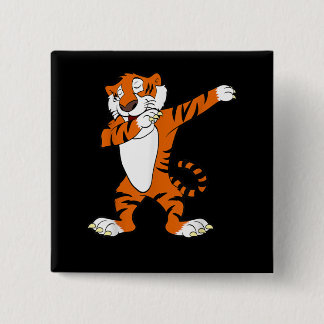 Dabbing Cute Tiger Animal Party 15 Cm Square Badge