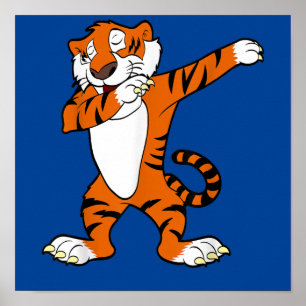 Dabbing Cute Tiger Animal Party Poster