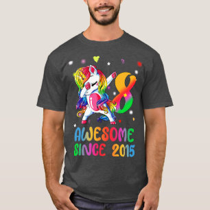 Dabbing Cute Unicorn 8 Year Of Being Awesome 8th B T-Shirt