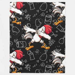 dabbing dab chicken fleece blanket