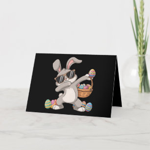 Dabbing Dab Rabbit Bunny Easter Eggs Basket Thank You Card