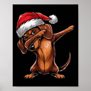 Dabbing Dachshund Santa Hat Christmas Dab Dance Gi Poster