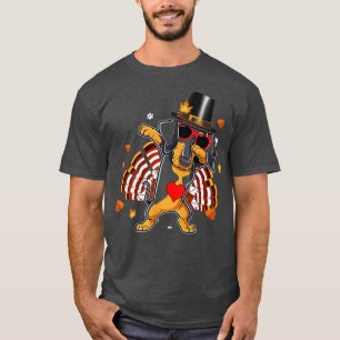 Dabbing Dachshund Thanksgiving Day Dog Pilgrim Boy T-Shirt