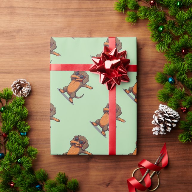 Dabbing Dachshund Wrapping Paper (Holiday Gift)