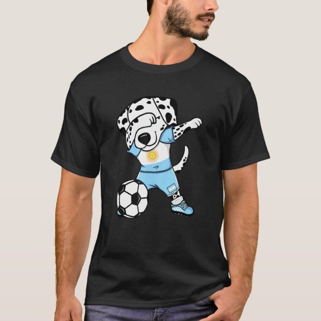 Dabbing Dalmatian Argentina Soccer Fans Argentinia T-Shirt (Front)