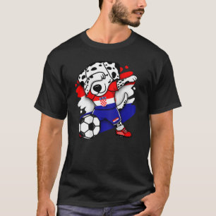 Dabbing Dalmatian Croatia Soccer Fans Jersey Footb T-Shirt