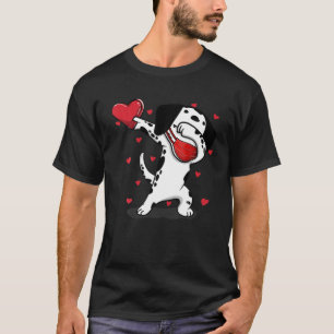 Dabbing Dalmatian Face Mask Funny Valentine's Day T-Shirt