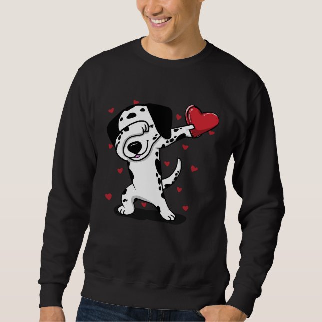 Dabbing Dalmatian Heart Valentine s Day  Boys Girl Sweatshirt (Front)
