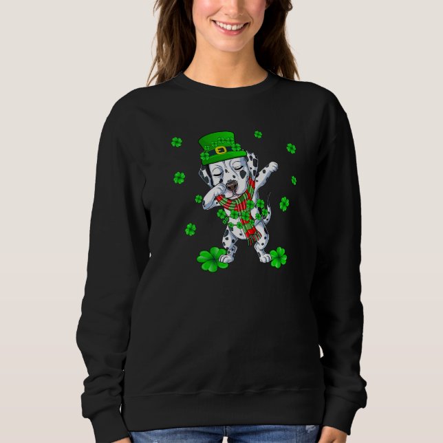 Dabbing Dalmatian St Patrick's Day Sweatshirt (Front)
