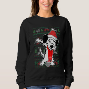 Dabbing Dalmatian Ugly Christmas Sweater Party Cos
