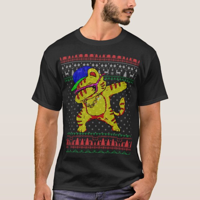 Dabbing Dance  cat ugly Christmas sweater (Front)
