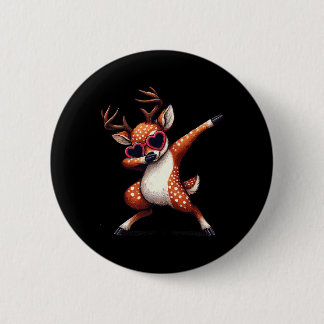 Dabbing Dance Deer Heart Sungles 6 Cm Round Badge