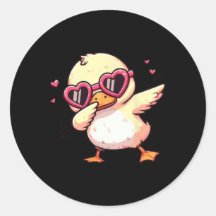 Dabbing Dance Duck Heart Sungles  Classic Round Sticker