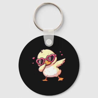 Dabbing Dance Duck Heart Sungles Key Ring
