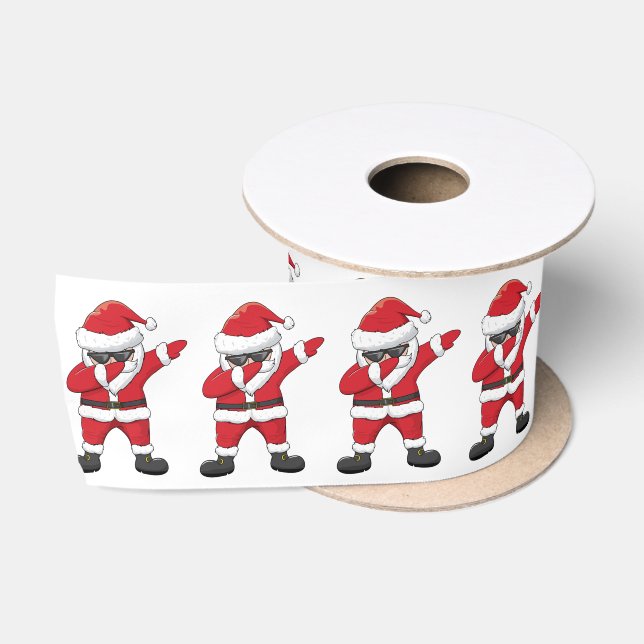 Dabbing Dancing Santa Satin Ribbon (Spool)