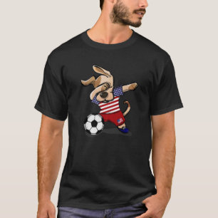 Dabbing Dog America Soccer Fans Jersey USA Flag Fo T-Shirt