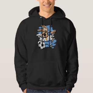 Dabbing Dog Argentina Soccer Fans Argentinian Flag Hoodie