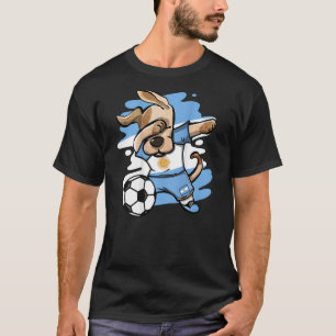 Dabbing Dog Argentina Soccer Fans Argentinian Flag T-Shirt
