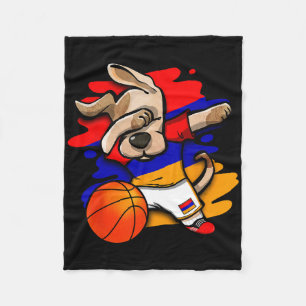 Dabbing Dog Armenia Sketll Fans Jersey Armenian Fl Fleece Blanket