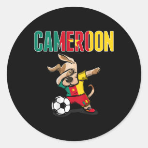 Dabbing Dog Cameroon Soccer Lovers Jersey Cameroon Classic Round Sticker