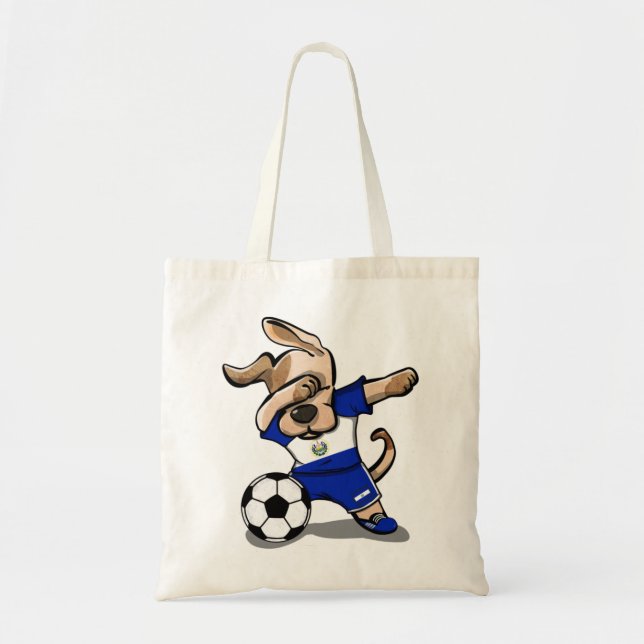 Dabbing Dog El Salvador Soccer Fans Jersey Footbal Tote Bag (Front)