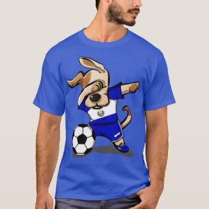 Dabbing Dog El Salvador Soccer Salvadorean Flag Fo T-Shirt