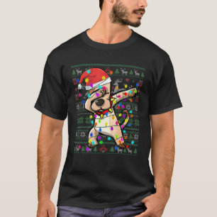 Dabbing Dog Fairy Lights Ugly Christmas Sweater Pa