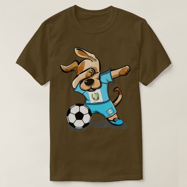 Dabbing Dog Guatemala Soccer Guatemalan Flag Footb T-Shirt (Design Front)