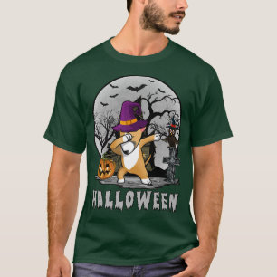 Dabbing Dog Halloween Bull Terrier Dab Hat Witch C T-Shirt