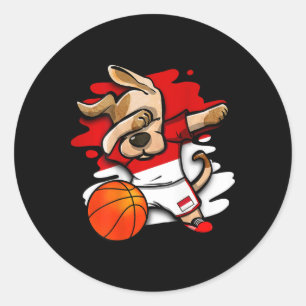 Dabbing Dog Indonesia Sketll Fans Jersey Indonesia Classic Round Sticker