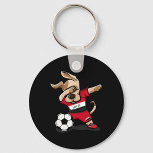 Dabbing Dog Iraq Soccer Fans Jersey Iraqi Football Key Ring