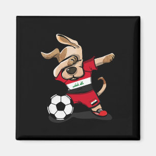 Dabbing Dog Iraq Soccer Fans Jersey Iraqi Football Magnet