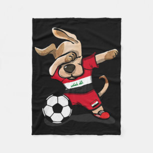 Dabbing Dog Iraq Soccer Fans Jersey Iraqi Footll L Fleece Blanket