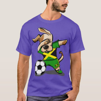 Dabbing Dog Jamaica Soccer Jamaican Flag Football  T-Shirt