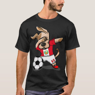 Dabbing Dog Peru Soccer Fans Jersey Peruvian Flag T-Shirt
